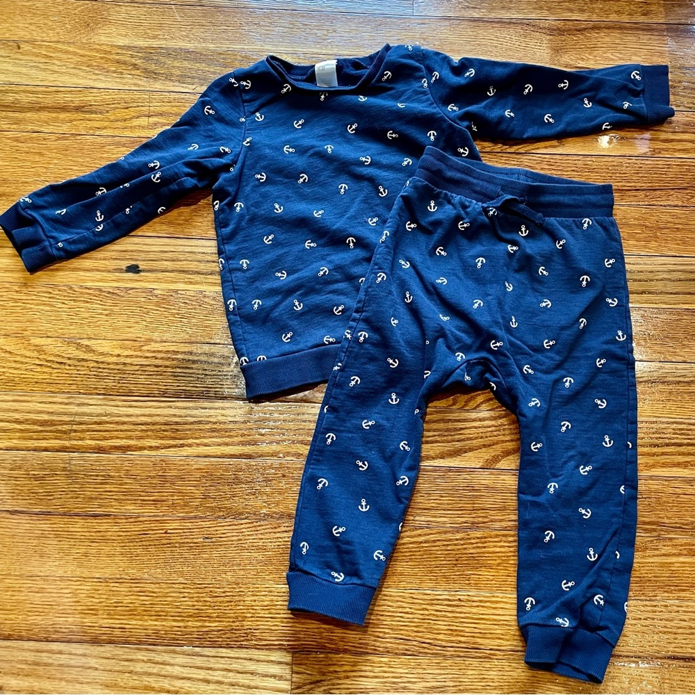 Baby Toddler Matching Set Blue Boy 1,5 2 years 18 24 Pants Sweatshirt H&M cotton